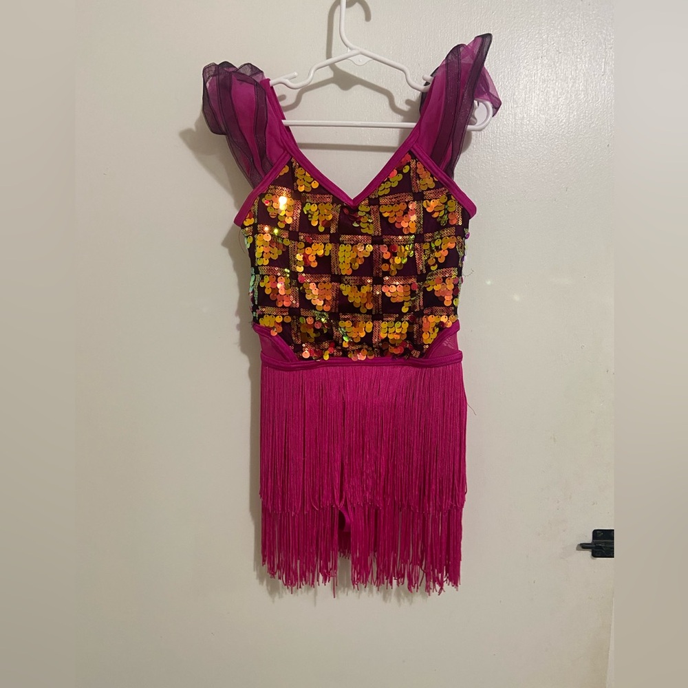 Weissman Fuchsia Sequin Fringe Dance Costume